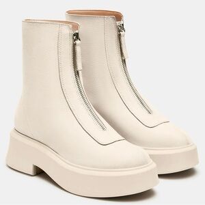 Steve Madden Jones Bone Cream Nubuck Zip Up Leather Platform Ankle Boots 11